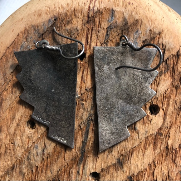 VNTG Mexico crushed turquois boho Native American “wings” earrings - Picture 3 of 6